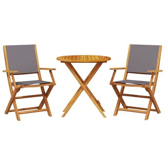 3-delige Bistroset stof en massief hout antracietkleurig 2