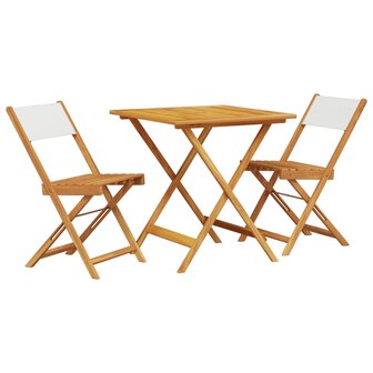 3-delige Bistroset stof en massief hout cr&egrave;mewit 2