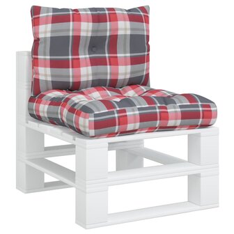 Palletkussens 2 st stof ruitpatroon rood 3