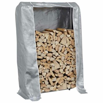 Haardhoutrek met regenhoes 100x25x150 cm gegalvaniseerd staal 1