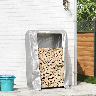 Haardhoutrek met regenhoes 100x25x150 cm gegalvaniseerd staal 3