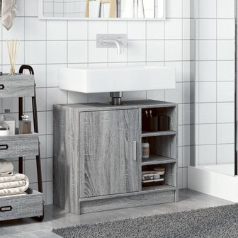 Wastafelkast 63x29x55 cm bewerkt hout grijs sonoma eikenkleurig 3