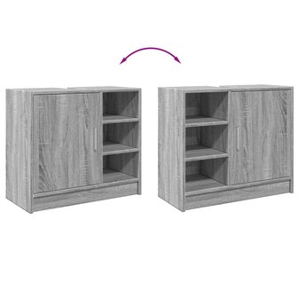 Wastafelkast 63x29x55 cm bewerkt hout grijs sonoma eikenkleurig 8