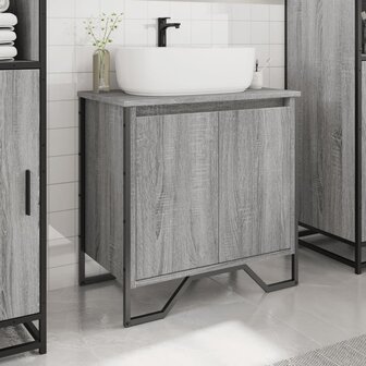 Wastafelkast 60x35x60 cm bewerkt hout grijs sonoma eikenkleurig 3