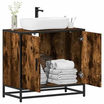 Wastafelkast 65x33x60 cm bewerkt hout gerookt eikenkleurig 1