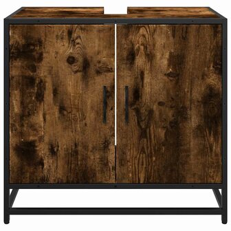 Wastafelkast 65x33x60 cm bewerkt hout gerookt eikenkleurig 5