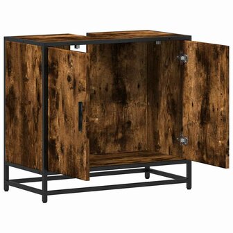 Wastafelkast 65x33x60 cm bewerkt hout gerookt eikenkleurig 8