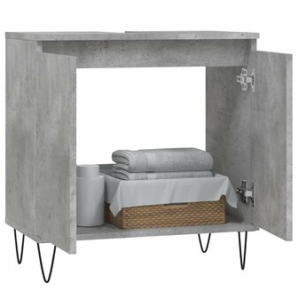 Badkamerkast 58x33x60 cm bewerkt hout betongrijs 3