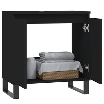 Badkamerkast 58x33x60 cm bewerkt hout zwart 3
