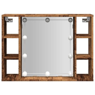 Spiegelkast met LED 76x15x55 cm bewerkt hout oud houtkleurig 5
