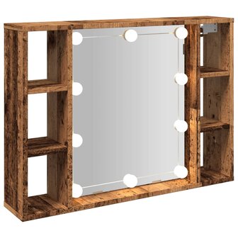 Spiegelkast met LED 76x15x55 cm bewerkt hout oud houtkleurig 6