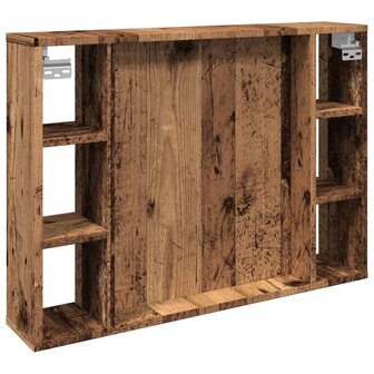 Spiegelkast met LED 76x15x55 cm bewerkt hout oud houtkleurig 8