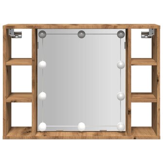 Spiegelkast met LED 76x15x55 cm bewerkt hout artisanaal eiken 5