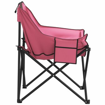 Campingstoelen 2 st met vakje inklapbaar roze 7