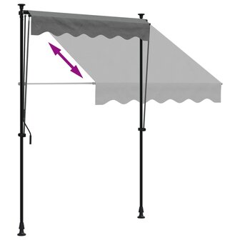 Luifel uittrekbaar 150x150 cm stof en staal antracietkleurig 6