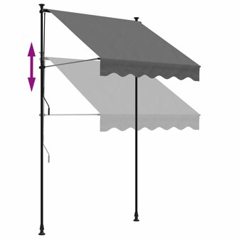 Luifel uittrekbaar 150x150 cm stof en staal antracietkleurig 7