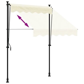 Luifel uittrekbaar 150x150 cm stof en staal cr&egrave;mekleurig 6
