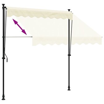 Luifel uittrekbaar 200x150 cm stof en staal cr&egrave;mekleurig 6