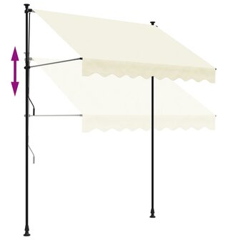 Luifel uittrekbaar 200x150 cm stof en staal cr&egrave;mekleurig 7