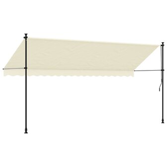 Luifel uittrekbaar 400x150 cm stof en staal cr&egrave;mekleurig 5
