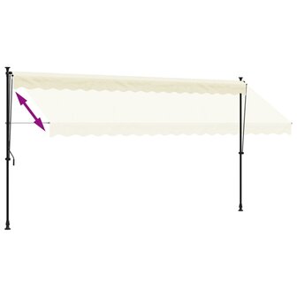 Luifel uittrekbaar 400x150 cm stof en staal cr&egrave;mekleurig 6