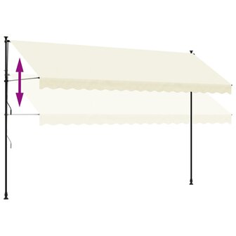 Luifel uittrekbaar 400x150 cm stof en staal cr&egrave;mekleurig 7