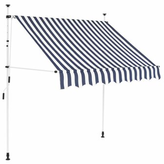 Luifel handmatig uittrekbaar 150 cm blauw en witte strepen 1