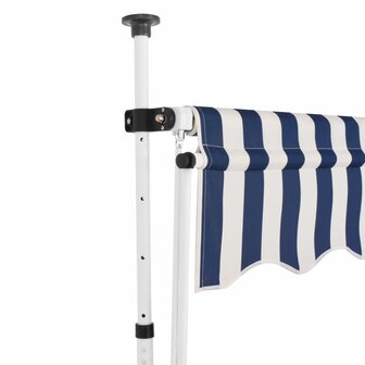 Luifel handmatig uittrekbaar 200 cm blauw en witte strepen 2