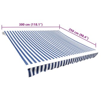 Luifeldoek 3x2,5 m canvas blauw en wit 5