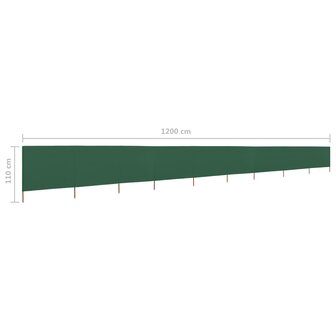 Windscherm 9-panelen 1200x80 cm stof groen 6