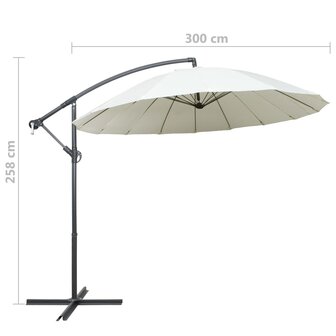 Zweefparasol met aluminium paal 3 m wit 9