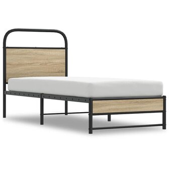 Bedframe zonder matras bewerkt hout gerookt eiken 75x190 cm 2