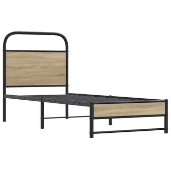 Bedframe zonder matras bewerkt hout gerookt eiken 75x190 cm 3