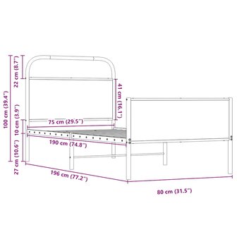 Bedframe zonder matras bewerkt hout sonoma eikenkleur 75x190 cm 9