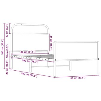 Bedframe zonder matras bewerkt hout sonoma eikenkleur 80x200 cm 9