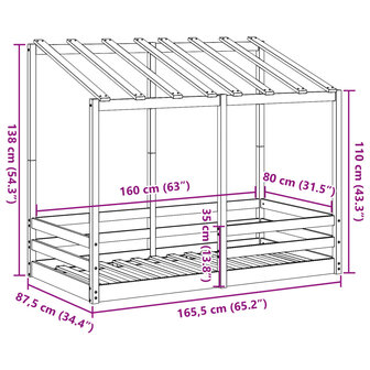 Kinderbed met bedhuis 80x160 cm massief grenenhout 9