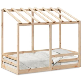 Kinderbed met bedhuis 70x140 cm massief grenenhout 2