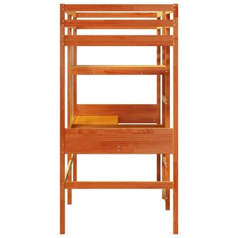 Hoogslaper met bureau en schappen grenenhout wasbruin 90x200cm 6