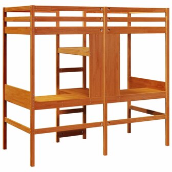Hoogslaper met bureau en schappen grenenhout wasbruin 90x200cm 7