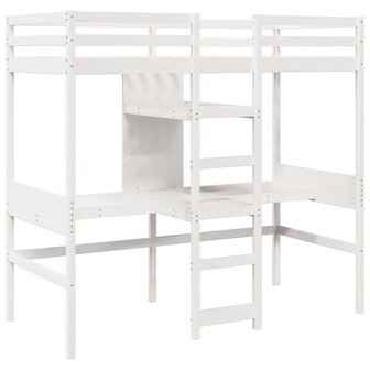 Hoogslaper zonder matras massief grenenhout wit 90x190 cm 3