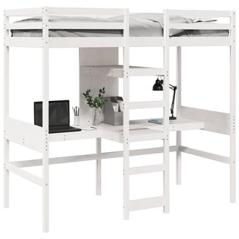 Hoogslaper zonder matras massief grenenhout wit 90x190 cm 4