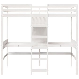 Hoogslaper zonder matras massief grenenhout wit 90x190 cm 5