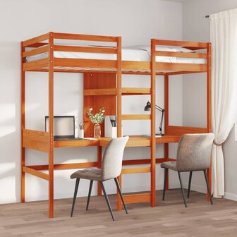 Hoogslaper zonder matras massief grenenhout wasbruin 90x190 cm 1