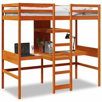 Hoogslaper zonder matras massief grenenhout wasbruin 90x190 cm 2