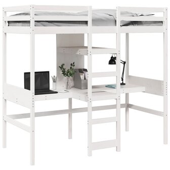 Hoogslaper zonder matras massief grenenhout wit 75x190 cm 4
