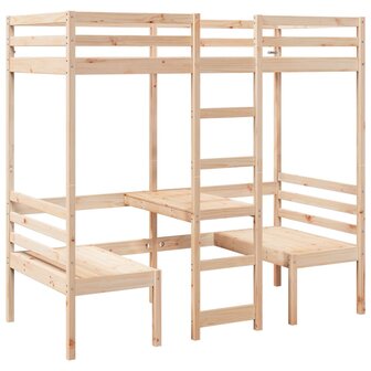 Hoogslaper met bureau en stoelen massief grenenhout 80x200cm 2