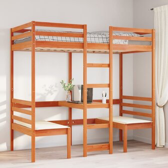 Hoogslaper met bureau en stoelen grenenhout wasbruin 80x200cm 3