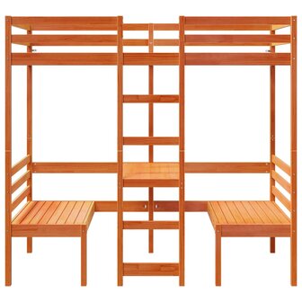 Hoogslaper met bureau en stoelen grenenhout wasbruin 90x190 cm 5