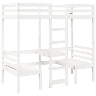 Hoogslaper met bureau en stoelen grenenhout wit 75x190 cm 2