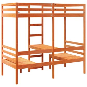 Hoogslaper met bureau en stoelen grenenhout wasbruin 75x190 cm 7
